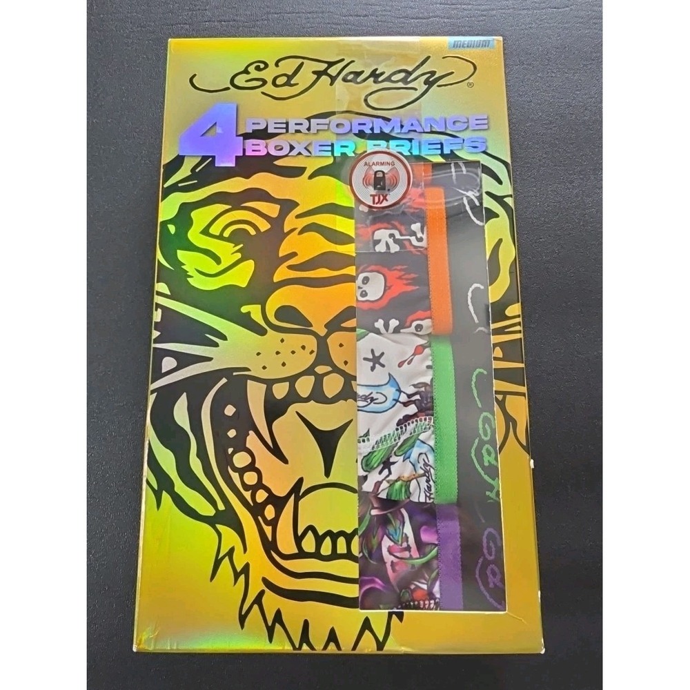 Ed‎ Hardy Performance Boxer Briefs 4 Pack Multicolor NWT — Size Medium